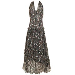 Yves Saint Laurent Trägerloses Seidenkleid mit Seidendruck
