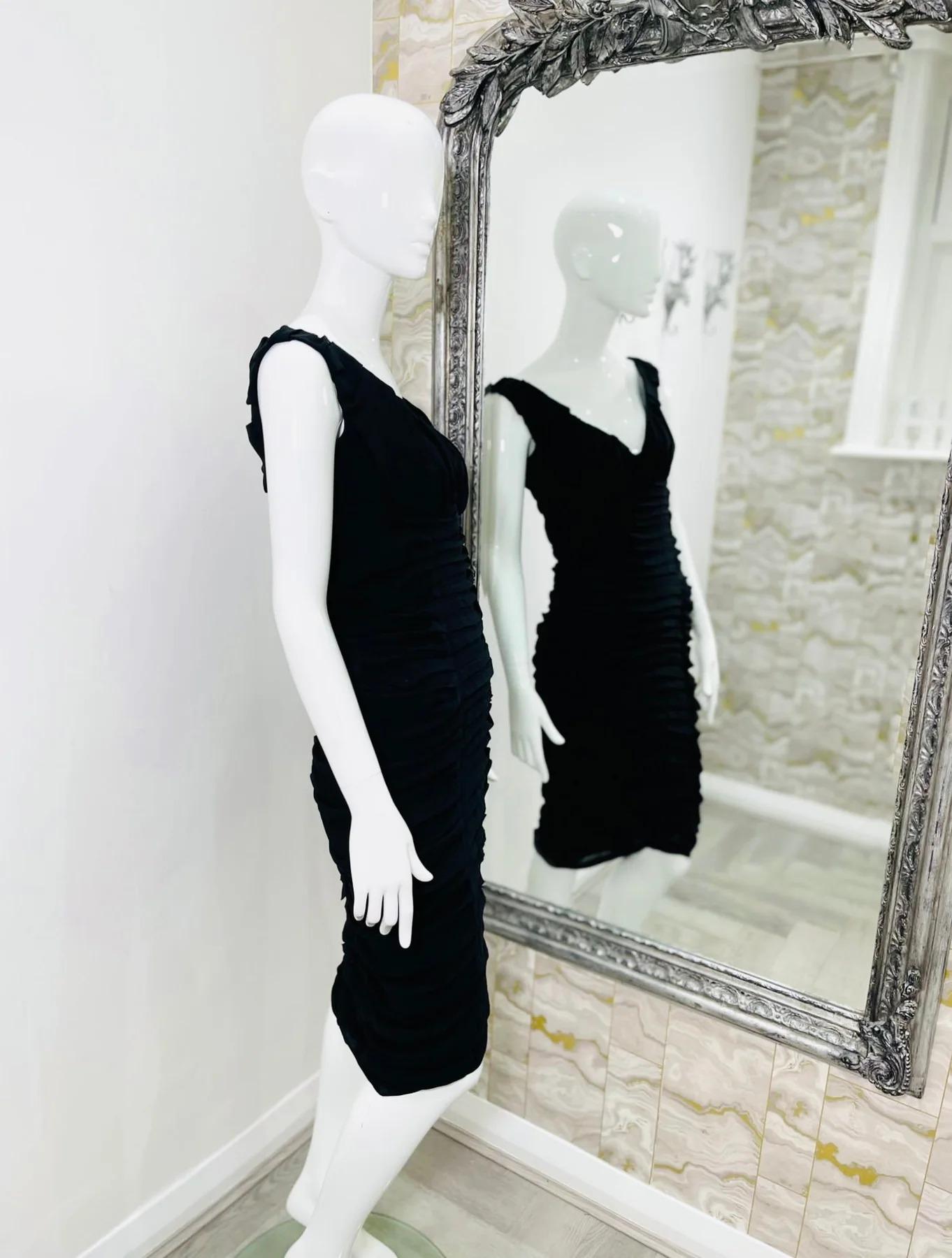 Black Yves Saint Laurent Silk Ruched Dress For Sale