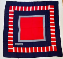 Yves Saint Laurent Silk Scarf Blue and Red Abstract 1980s