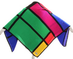 Yves Saint Laurent Silk Scarf Massive Mondrian Print Shawl 53in YSL 90s Rare