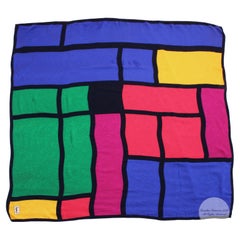 Yves Saint Laurent Silk Scarf Massive Mondrian Print Shawl 53in YSL 90s Rare