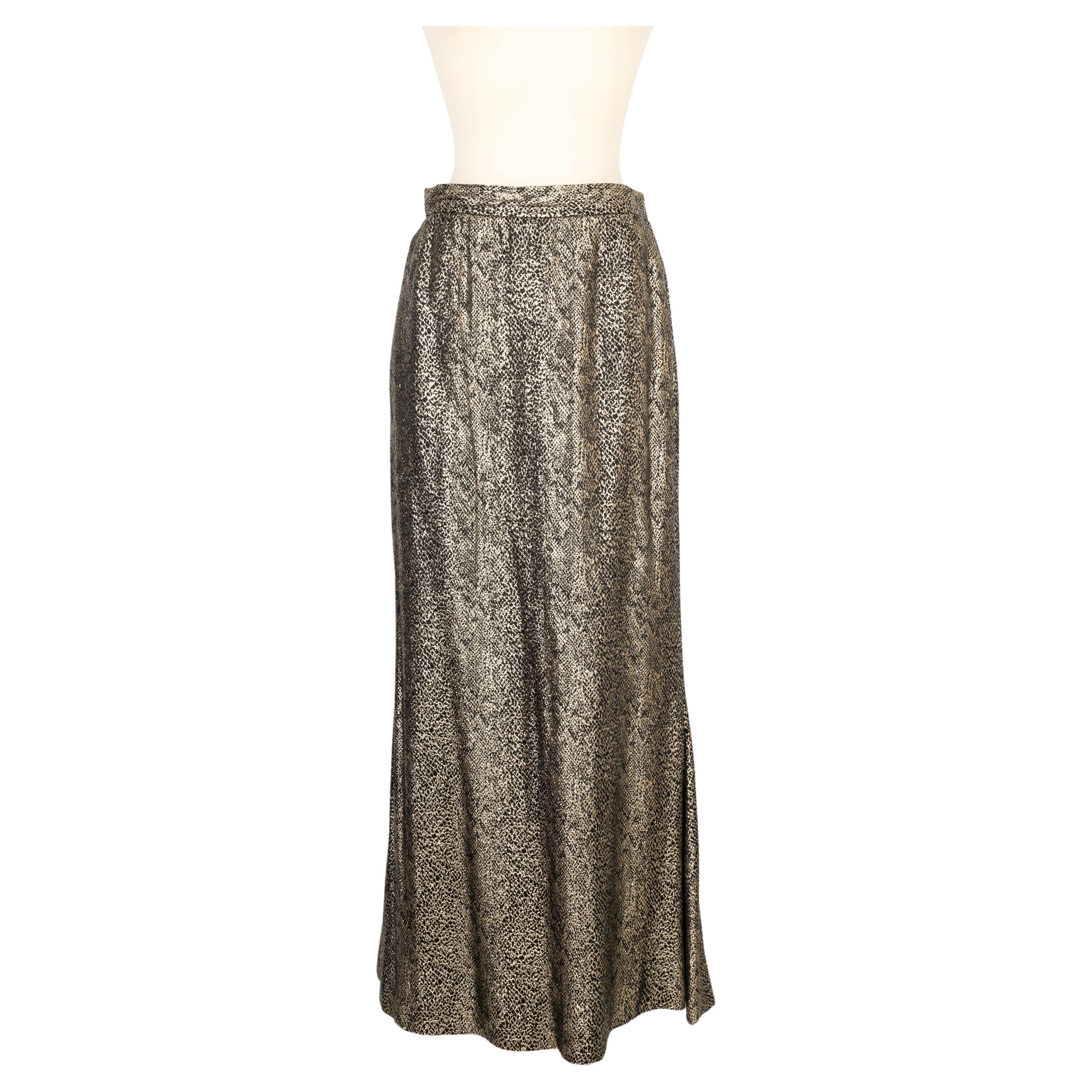 Yves Saint Laurent Silk Skirt Spring with Golden Lurex Yarns, 1986 For Sale