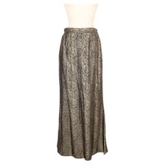Vintage Yves Saint Laurent Silk Skirt Spring with Golden Lurex Yarns, 1986