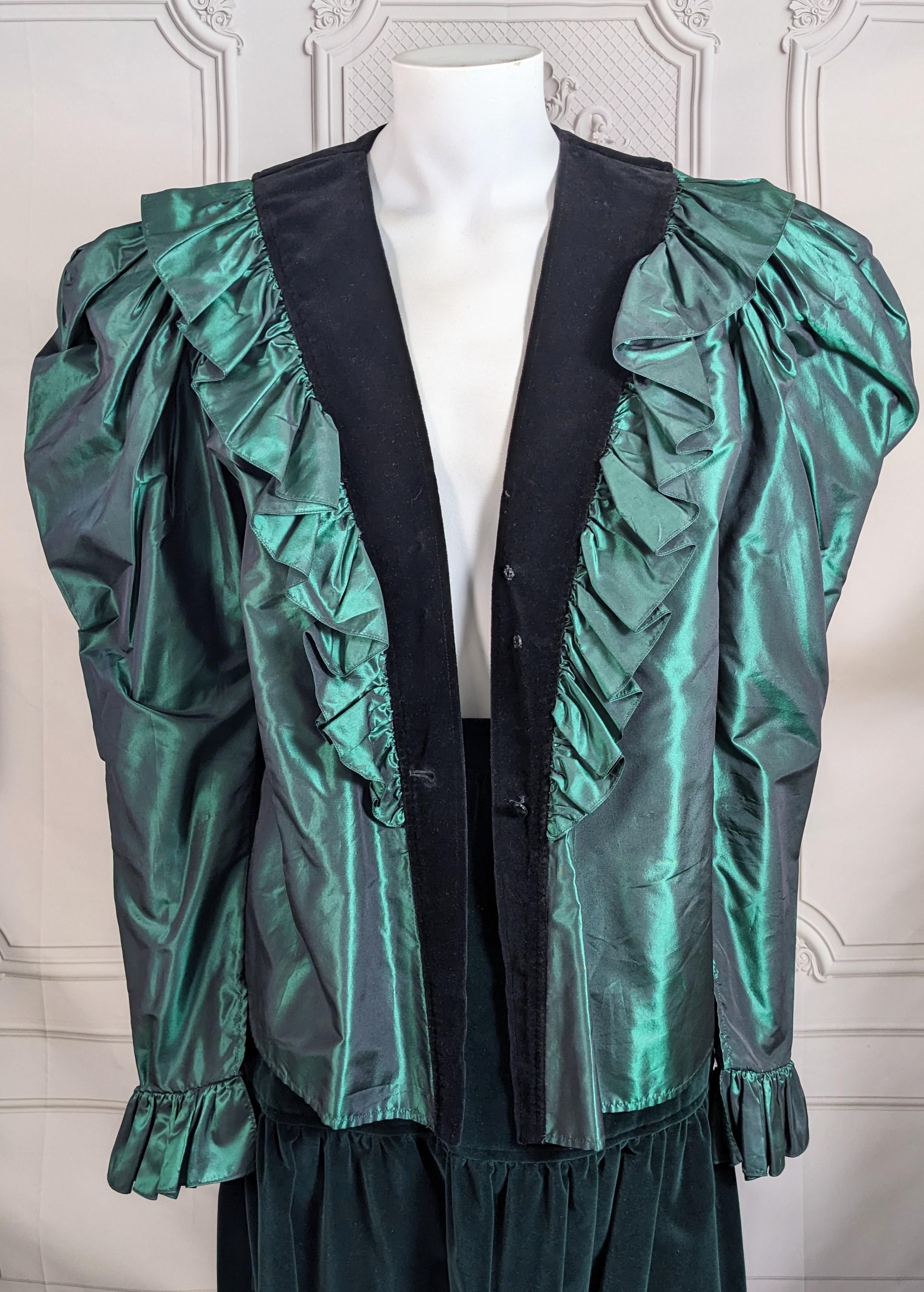 Black Yves Saint Laurent Silk Taffeta Velvet Blouse, Russian Collection For Sale
