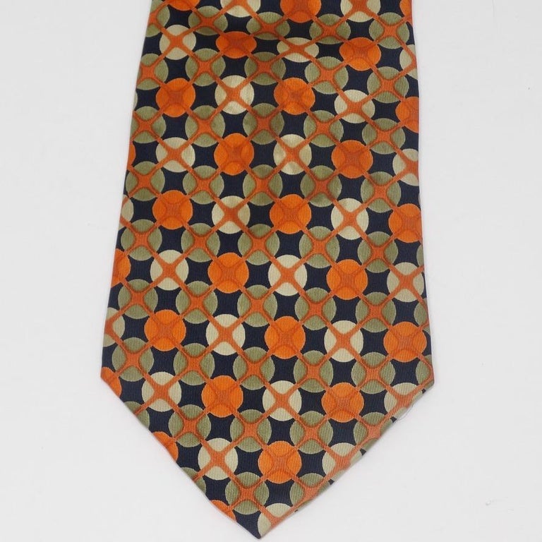 YVES SAINT LAURENT Red Blue Print Silk Tie