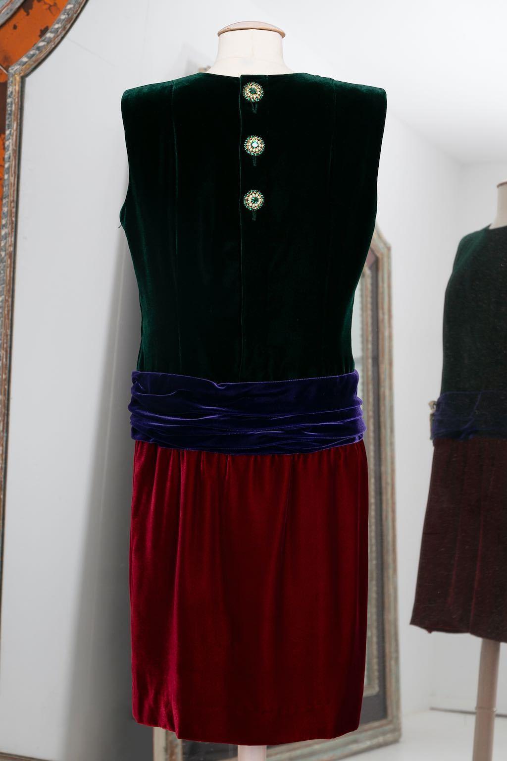 Women's Yves Saint Laurent Silk Velvet Dress Haute Couture, circa 1990/91 For Sale