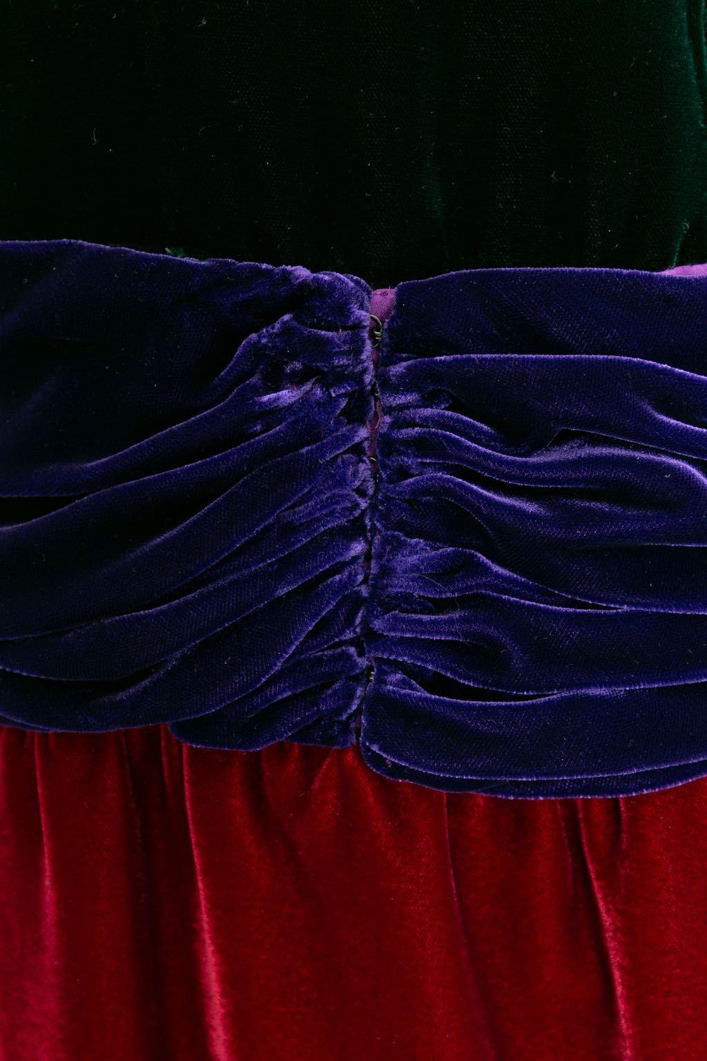 Yves Saint Laurent Silk Velvet Dress Haute Couture, circa 1990/91 For Sale 3