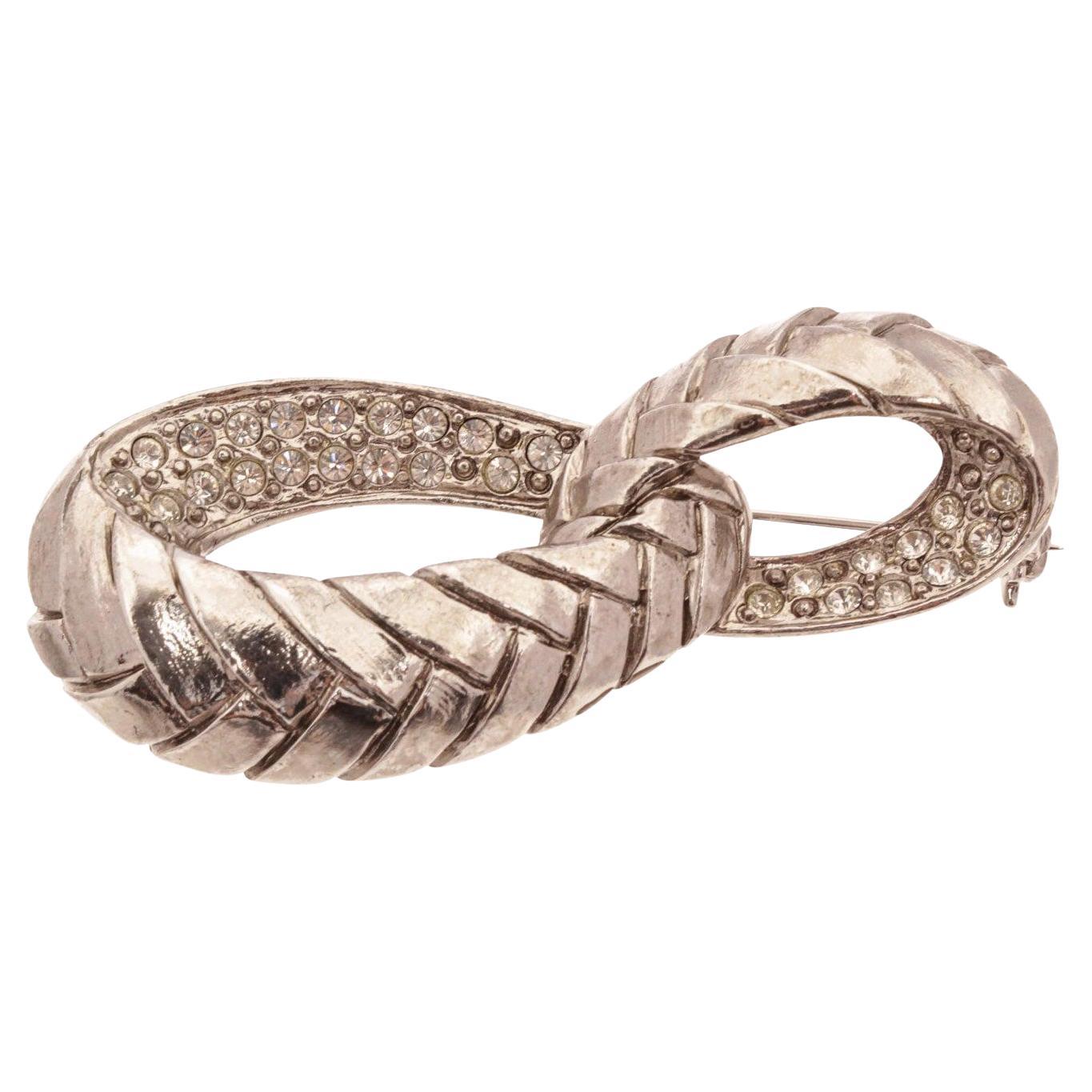 Yves Saint Laurent Silver Brooch with Silver-Tone Hardware For Sale