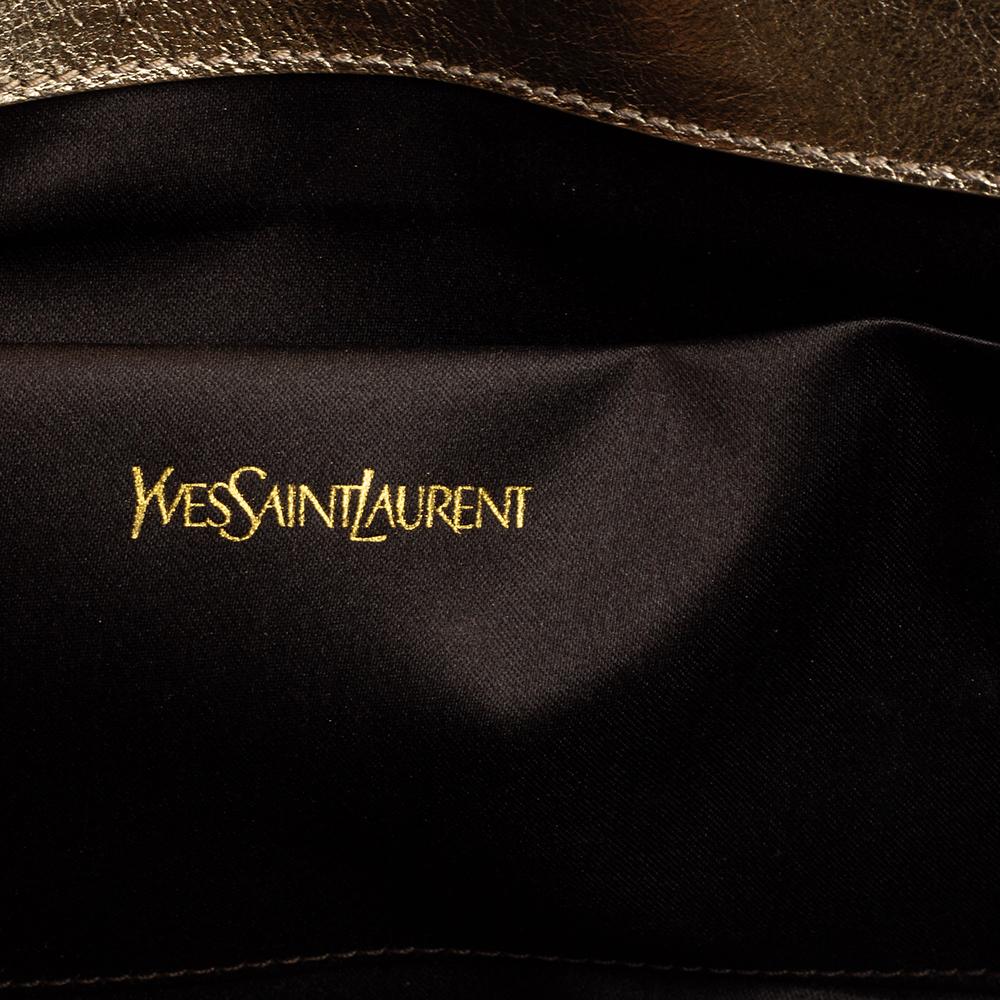 Women's Yves Saint Laurent Silver/Gold Leather Belle De Jour Flap Clutch