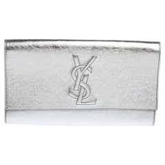 Yves Saint Laurent Silver/Gold Leather Belle De Jour Flap Clutch