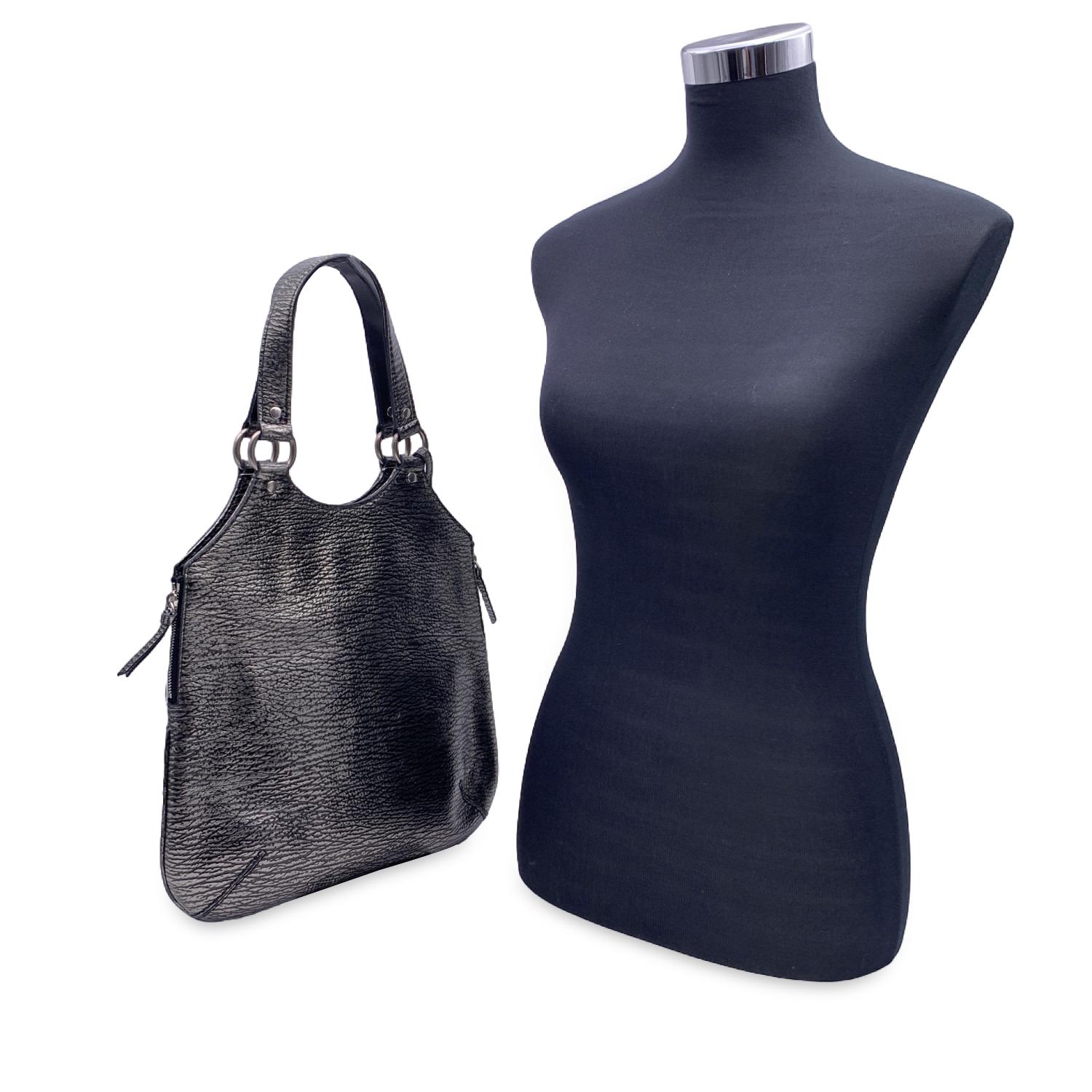 Yves Saint Laurent Silver Leather Metropolis Tribute Bag Tote In Excellent Condition In Rome, Rome