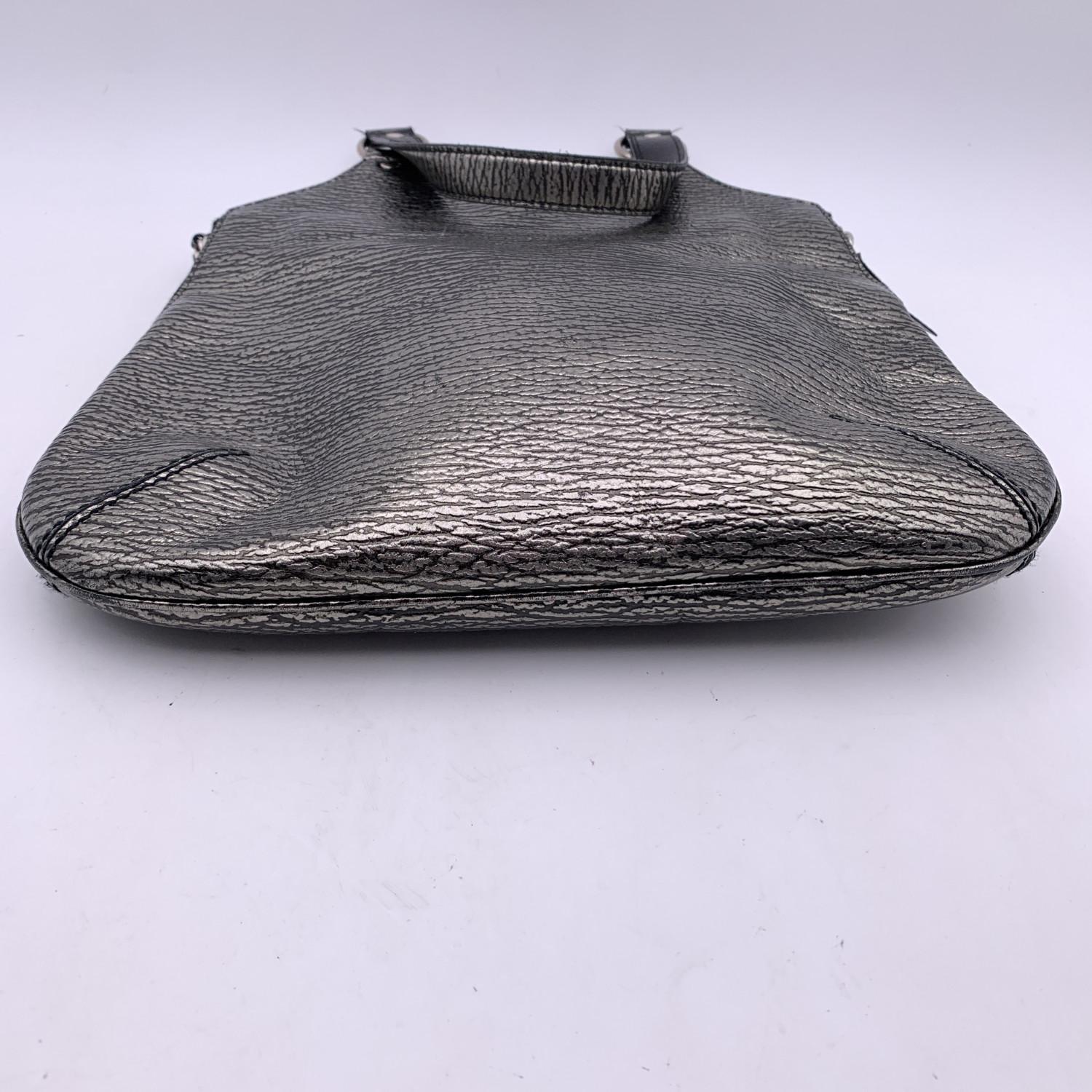 Yves Saint Laurent Silver Leather Metropolis Tribute Bag Tote 3