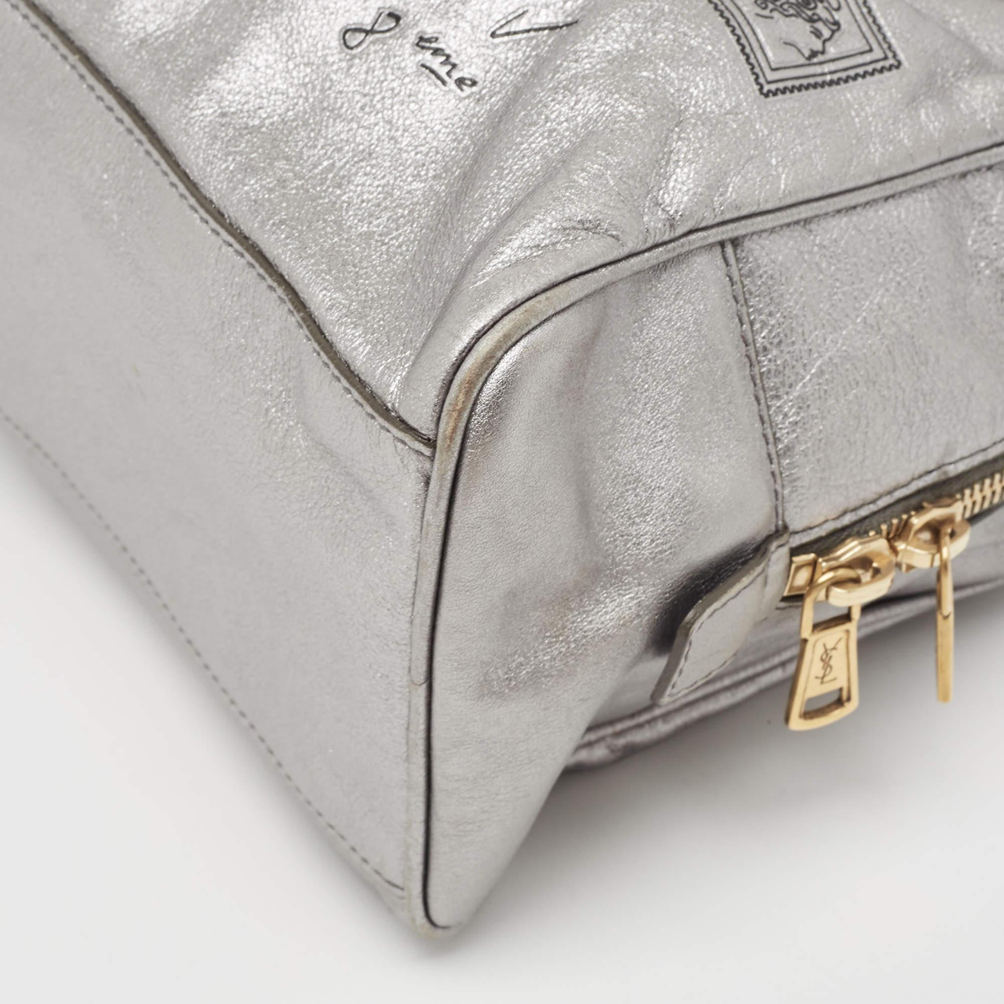 Yves Saint Laurent Silver Leather Y Mail Mini Bag 8