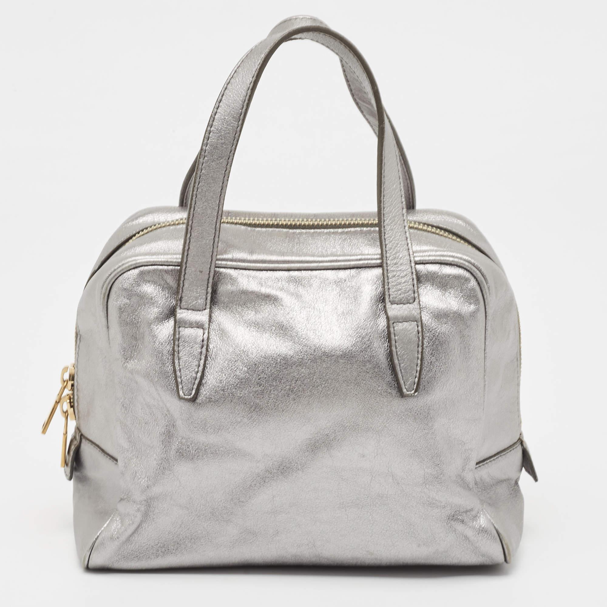 Yves Saint Laurent Silver Leather Y Mail Mini Bag 5