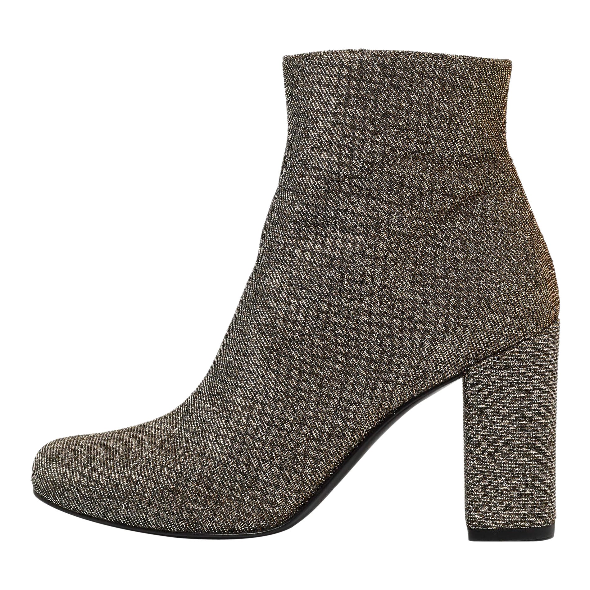 Yves Saint Laurent Botines de tela de lúrex plateada Talla 37