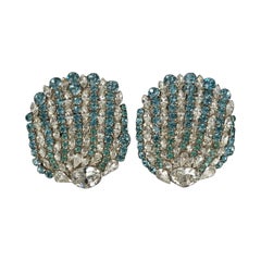 Yves Saint Laurent Orecchini con strass blu e bianchi placcati in argento