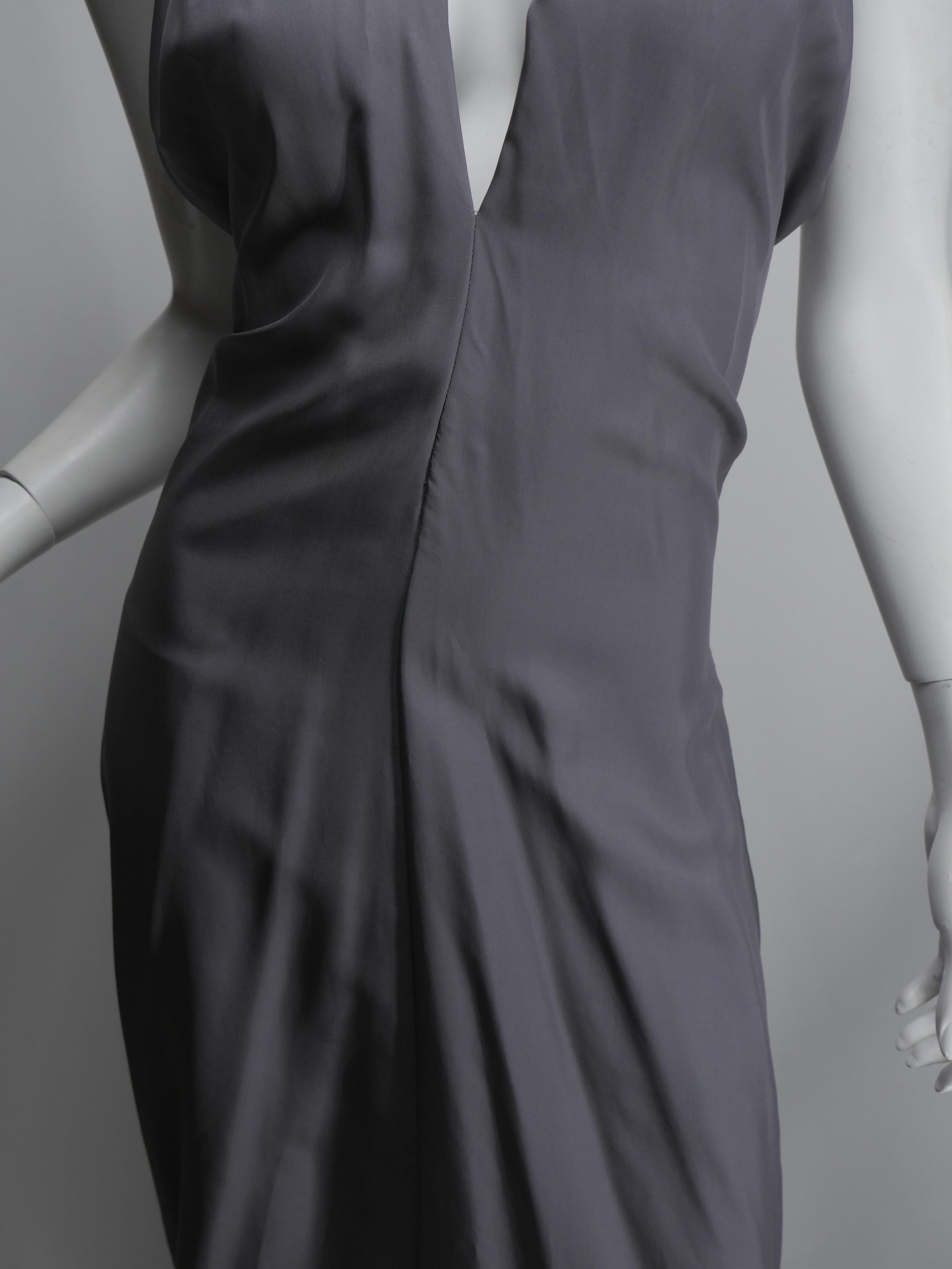 Black Yves Saint Laurent Silver Silk Halter Dress