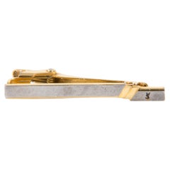Yves Saint Laurent Silver Tone YSL Cassandre Tie Clip