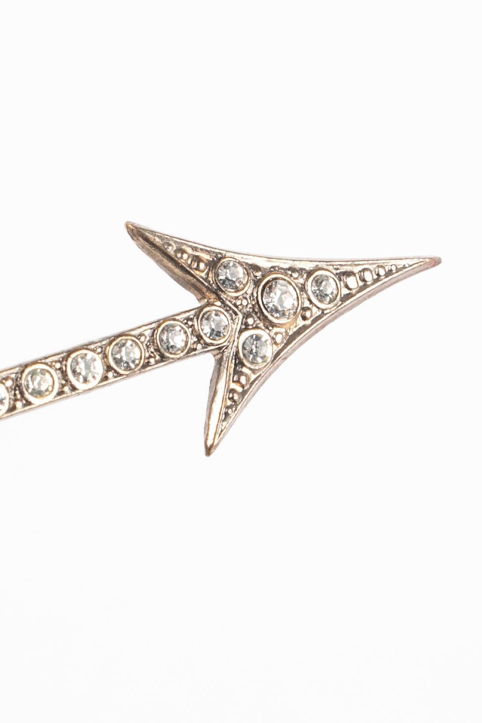 Yves Saint Laurent Silvery Metal Brooch with Swarovski Rhinestones In Excellent Condition For Sale In SAINT-OUEN-SUR-SEINE, FR
