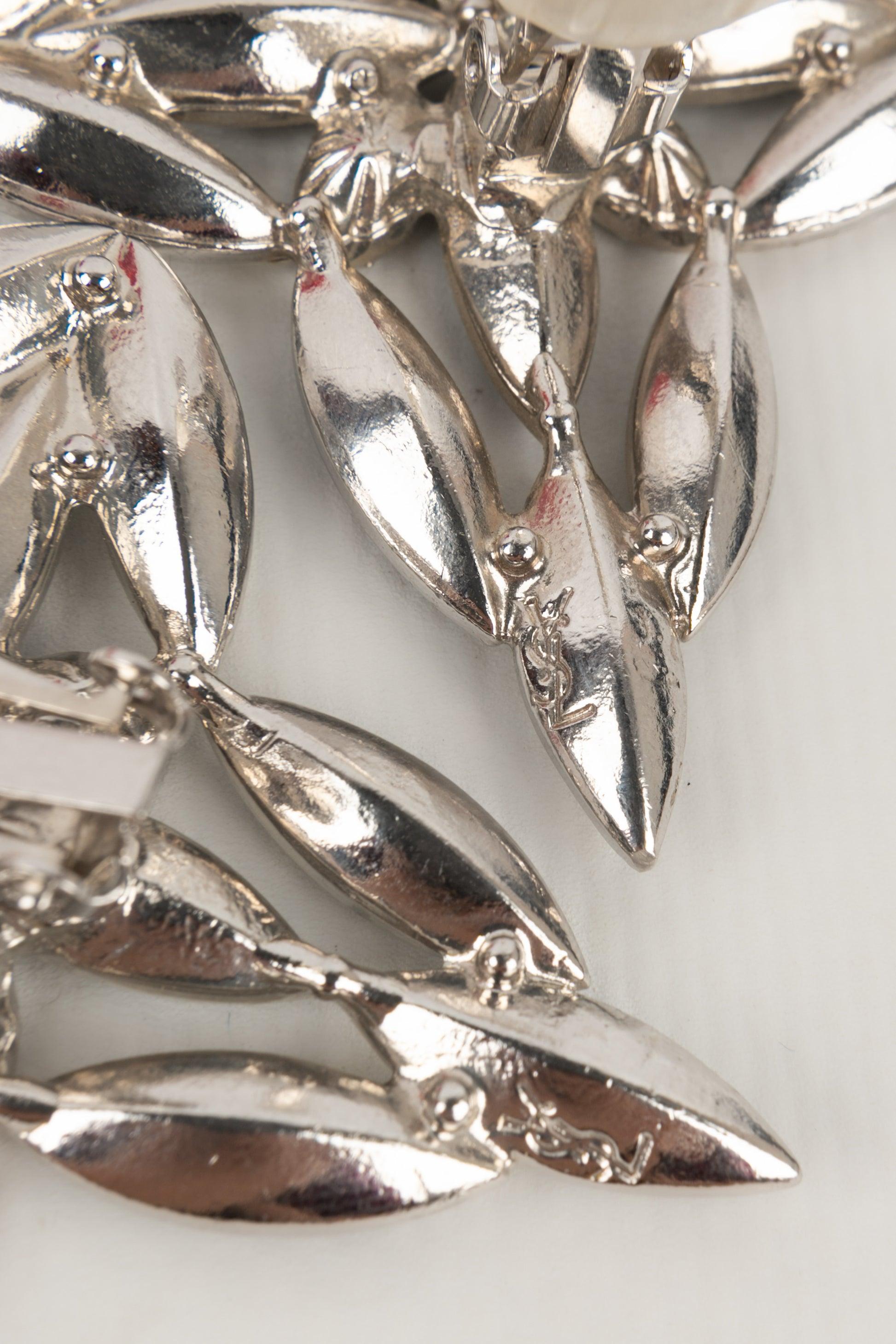 Yves Saint Laurent Silvery Metal Clip-on Earrings For Sale 1