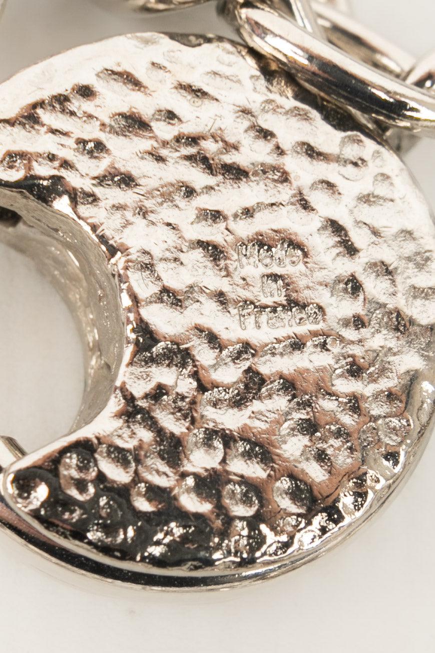 Yves Saint Laurent Silberne Metallhalskette aus Metall mit Strasssteinen im Zustand „Hervorragend“ im Angebot in SAINT-OUEN-SUR-SEINE, FR