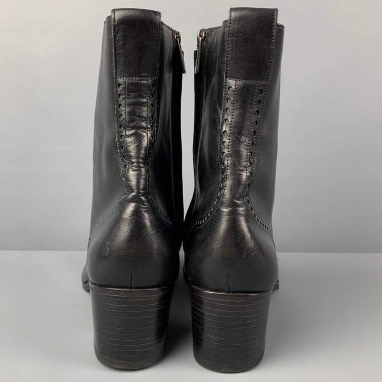 YVES SAINT LAURENT Size 13 Black Perforated Leather Wingtip Johnny