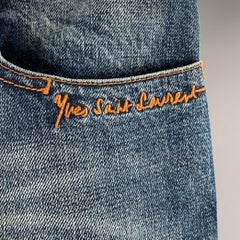 YVES SAINT LAURENT Size 32 Blue Wash Cotton Bootcut Button Fly Jeans