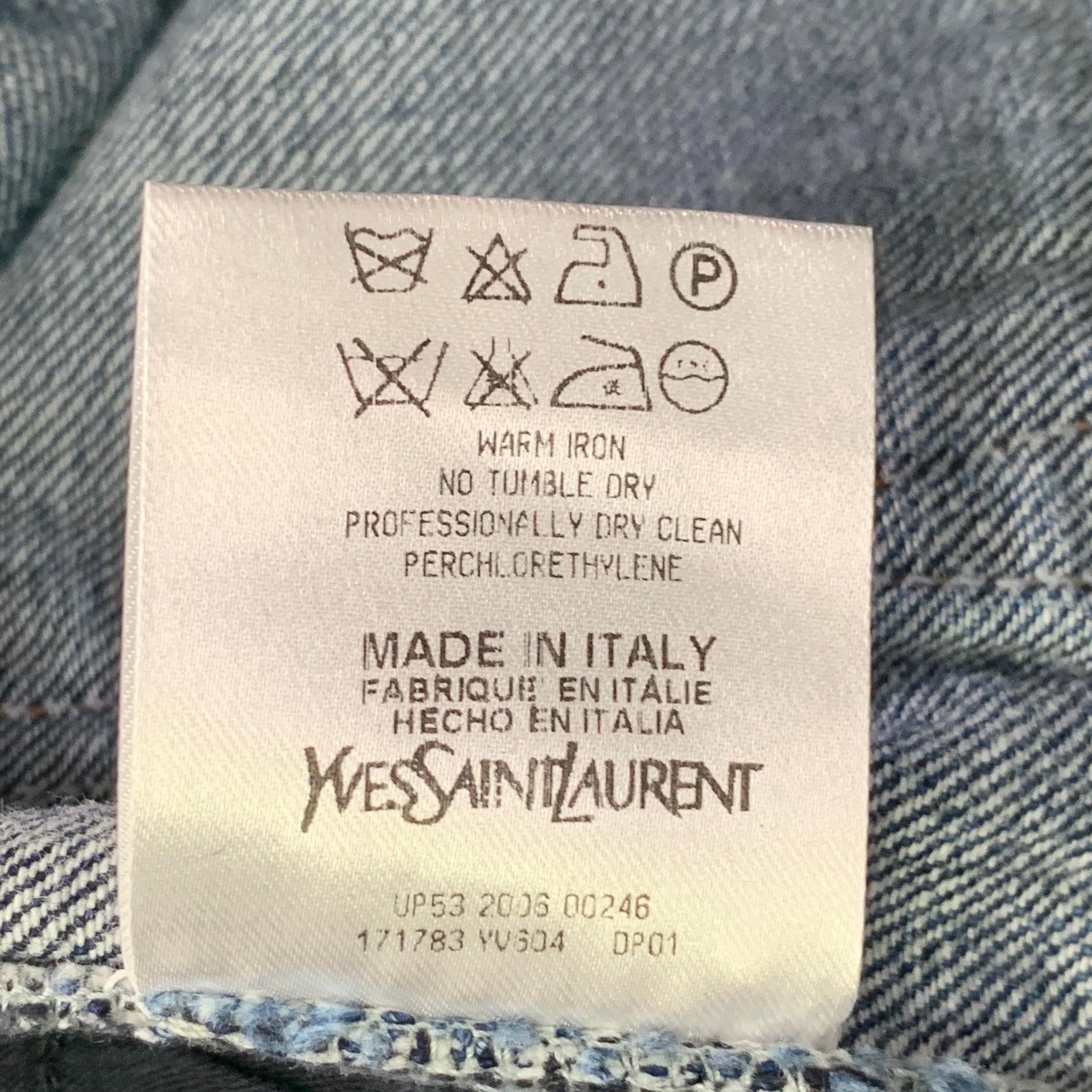 YVES SAINT LAURENT Talla 32 Azul Lavado Algodón Bootcut Vaqueros Button Fly en venta 2