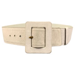 Used YVES SAINT LAURENT Size 32 Off White Suede Belt