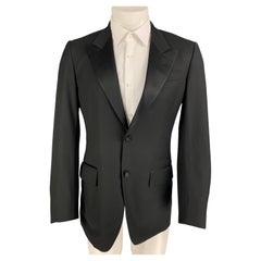 YVES SAINT LAURENT Size 36 Black Wool Peak Lapel Sport Coat