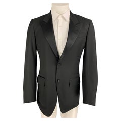 YVES SAINT LAURENT - Manteau de sport en laine noir à revers pointu, taille 36