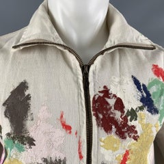 YVES SAINT LAURENT Size 36 Grey Multicolour Paint Splatter Jacket