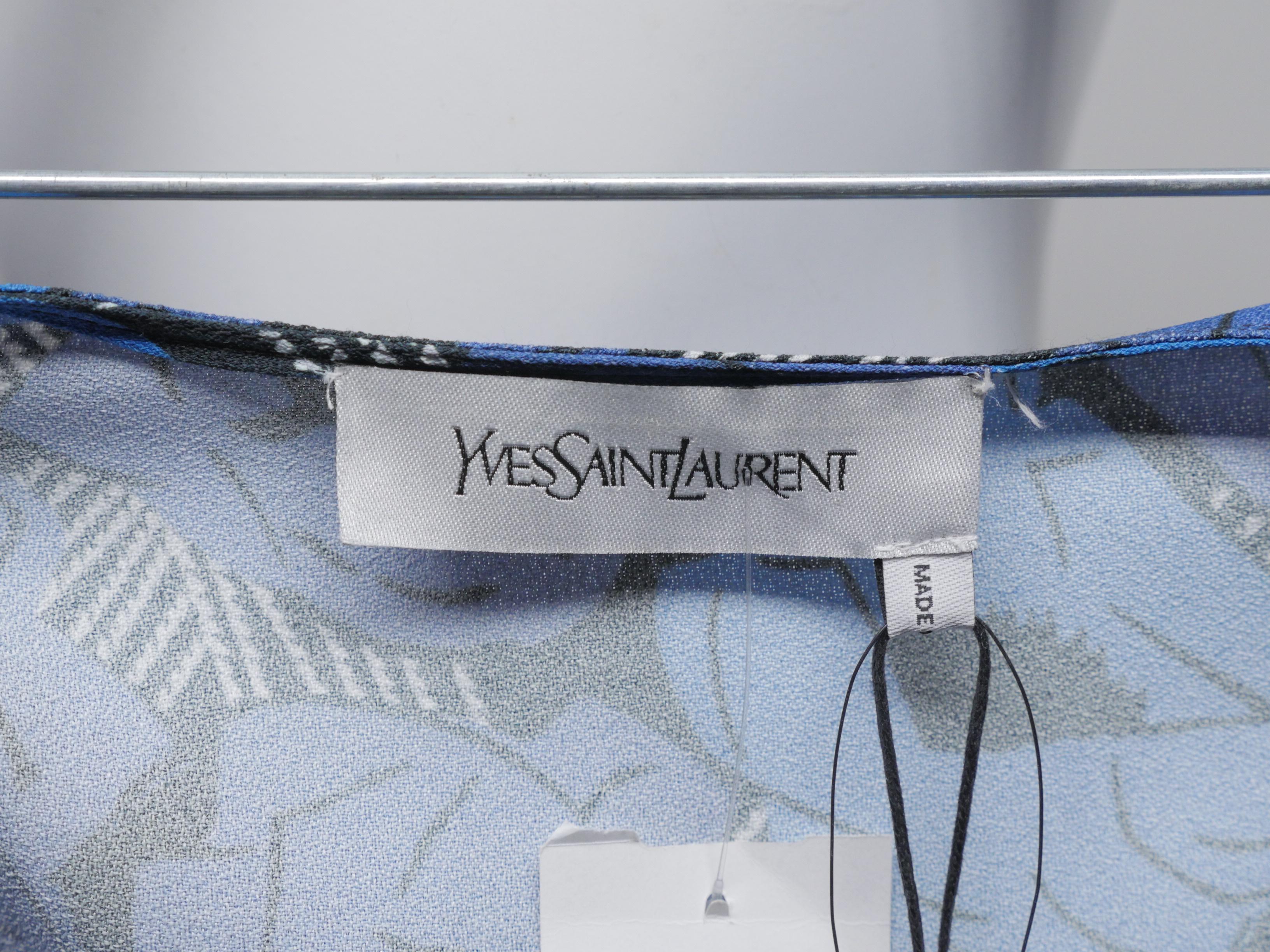 Yves Saint Laurent Size 38 Blue Floral Dress 3