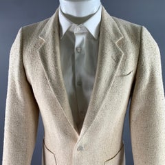 YVES SAINT LAURENT Size 38 Cream Tweed Wool Blend Sport Coat