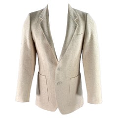 YVES SAINT LAURENT Size 38 Cream Tweed Wool Blend Sport Coat