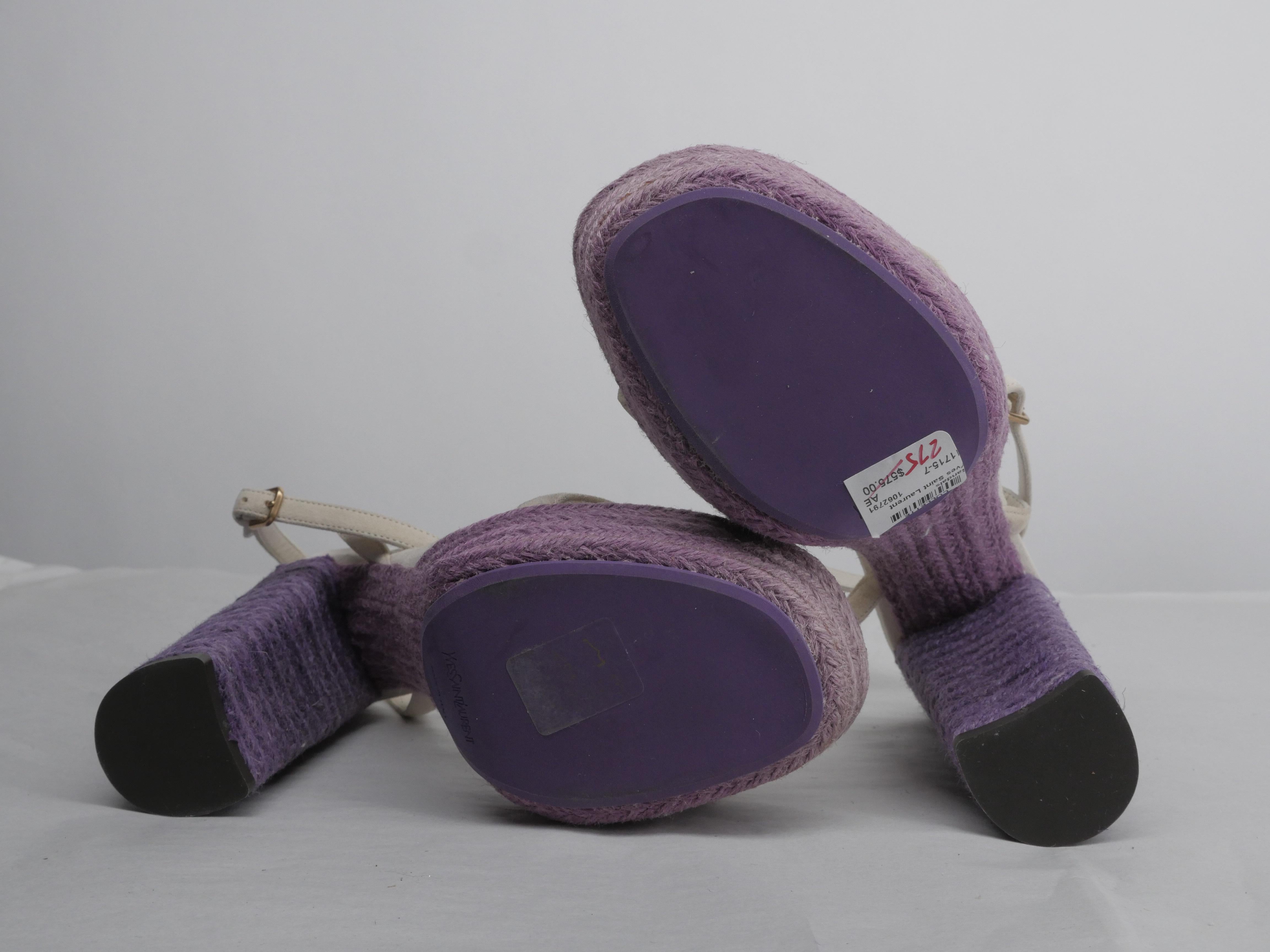 Yves Saint Laurent Size 38 White/ Purple Gipsy Espadrille 5