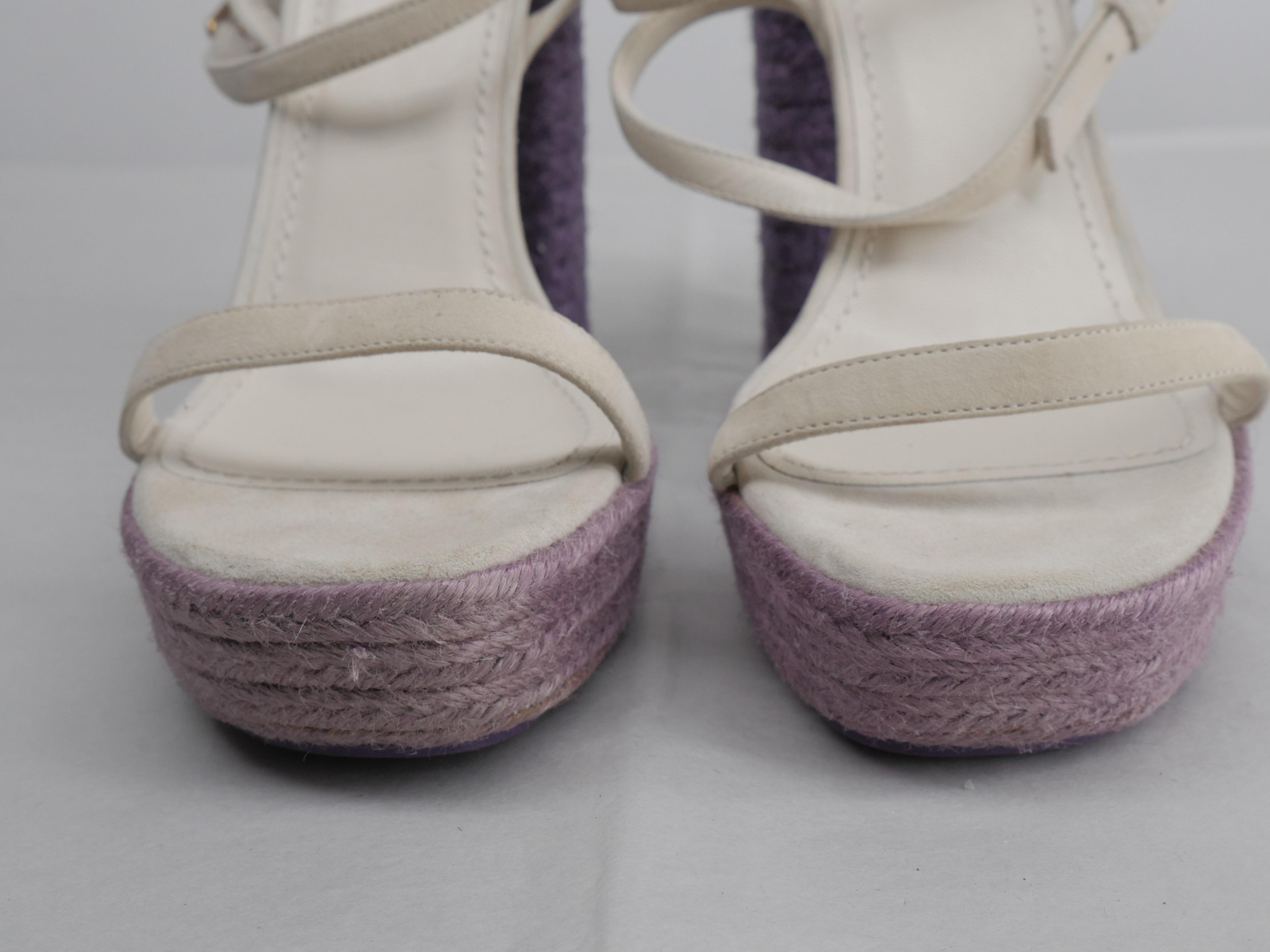 Gray Yves Saint Laurent Size 38 White/ Purple Gipsy Espadrille