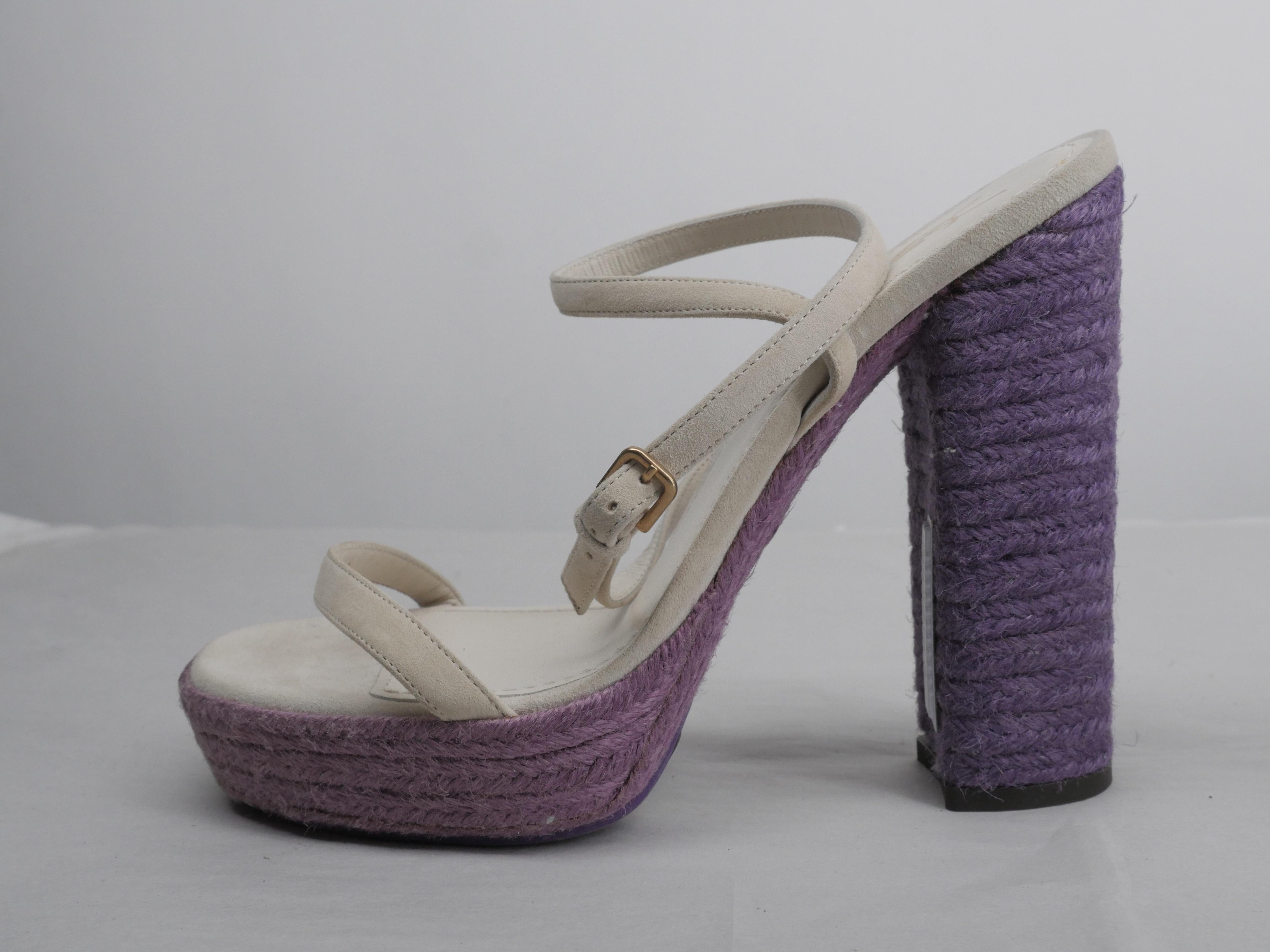 Yves Saint Laurent Size 38 White/ Purple Gipsy Espadrille 4