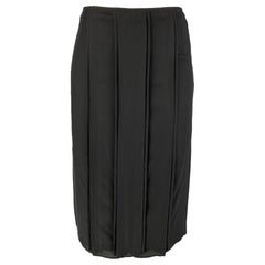 YVES SAINT LAURENT Taille 4 Jupe crayon plissée en soie noire