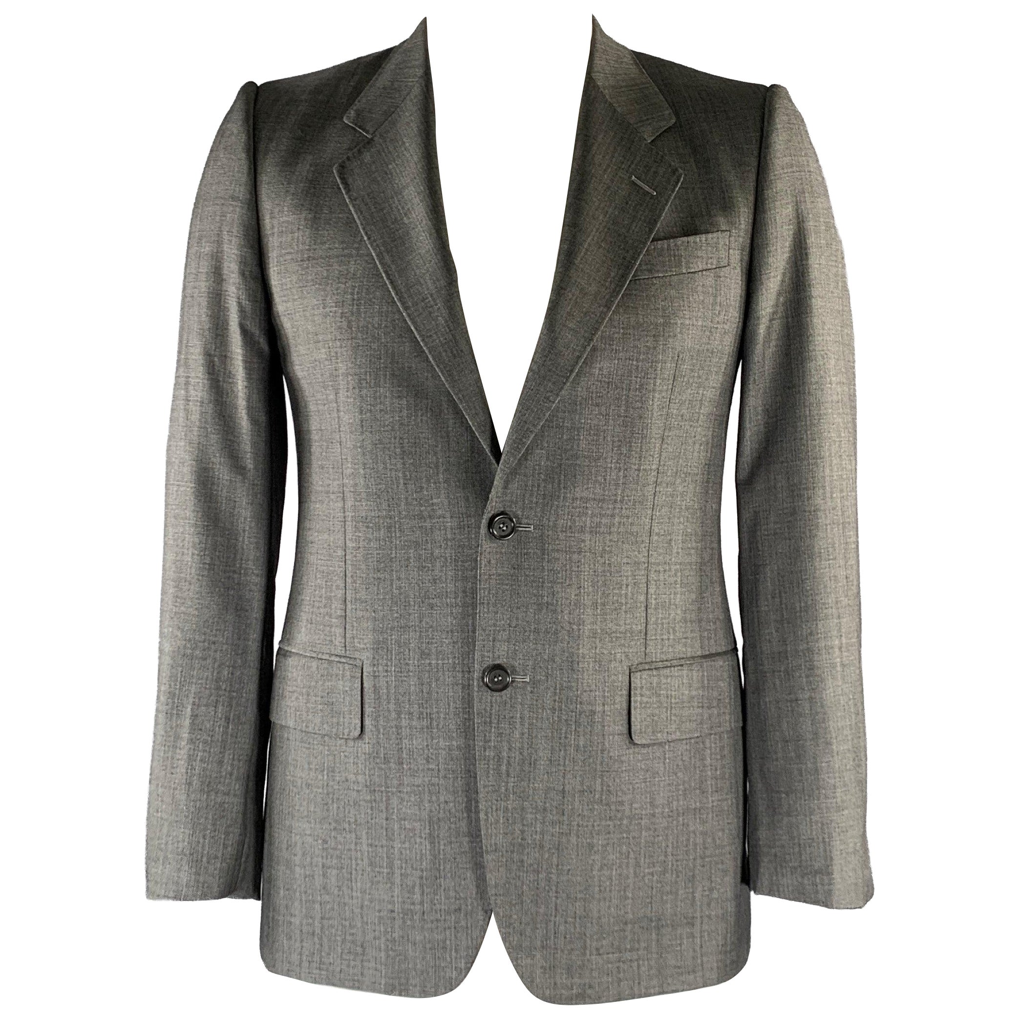 YVES SAINT LAURENT Size 40 Grey Wool Blazer Coat