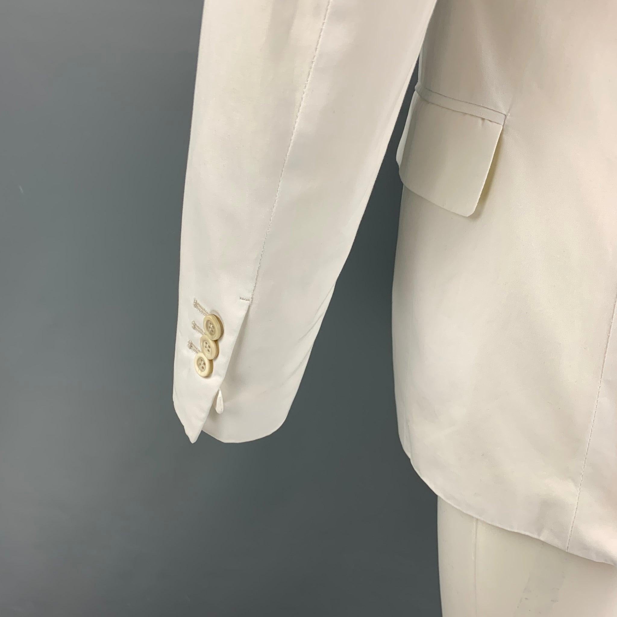 Men's YVES SAINT LAURENT Size 40 White Cotton Peak Lapel Sport Coat For Sale