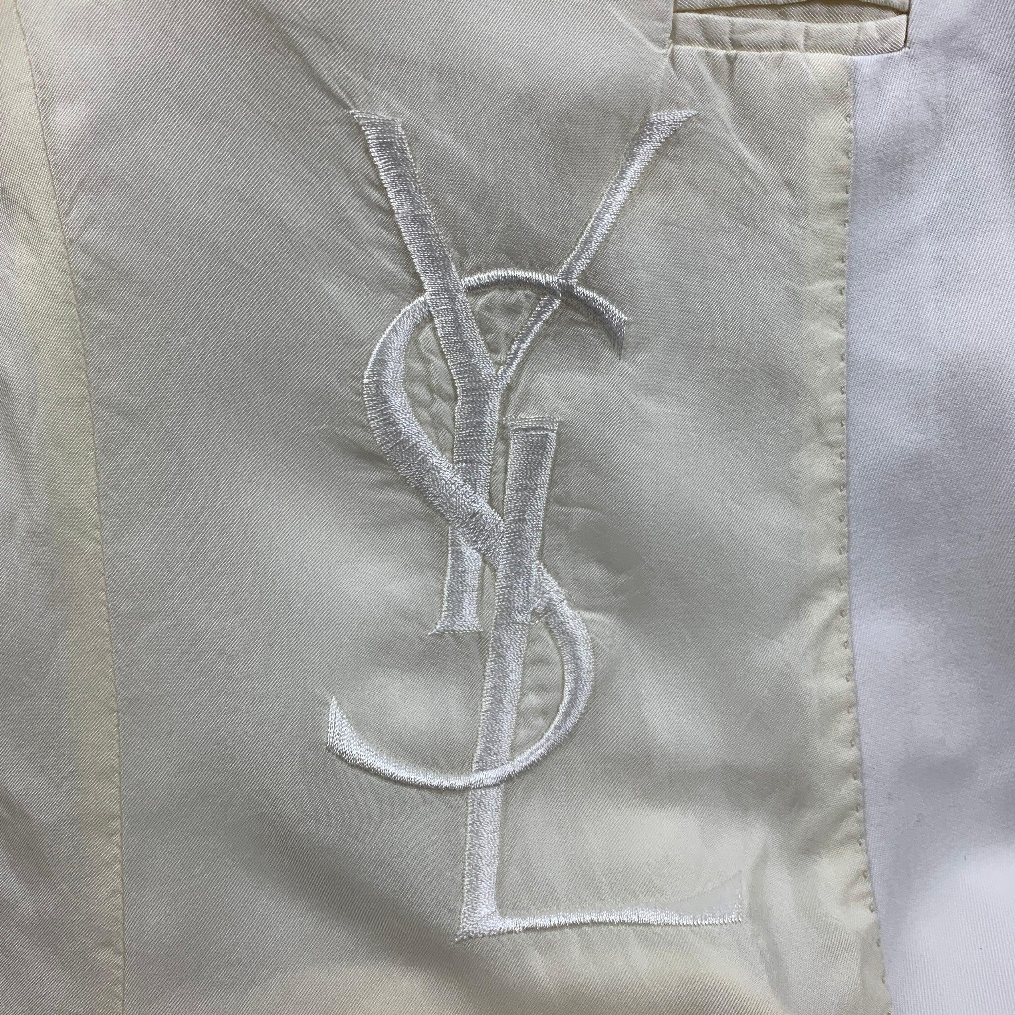 YVES SAINT LAURENT Size 40 White Cotton Peak Lapel Sport Coat For Sale 1