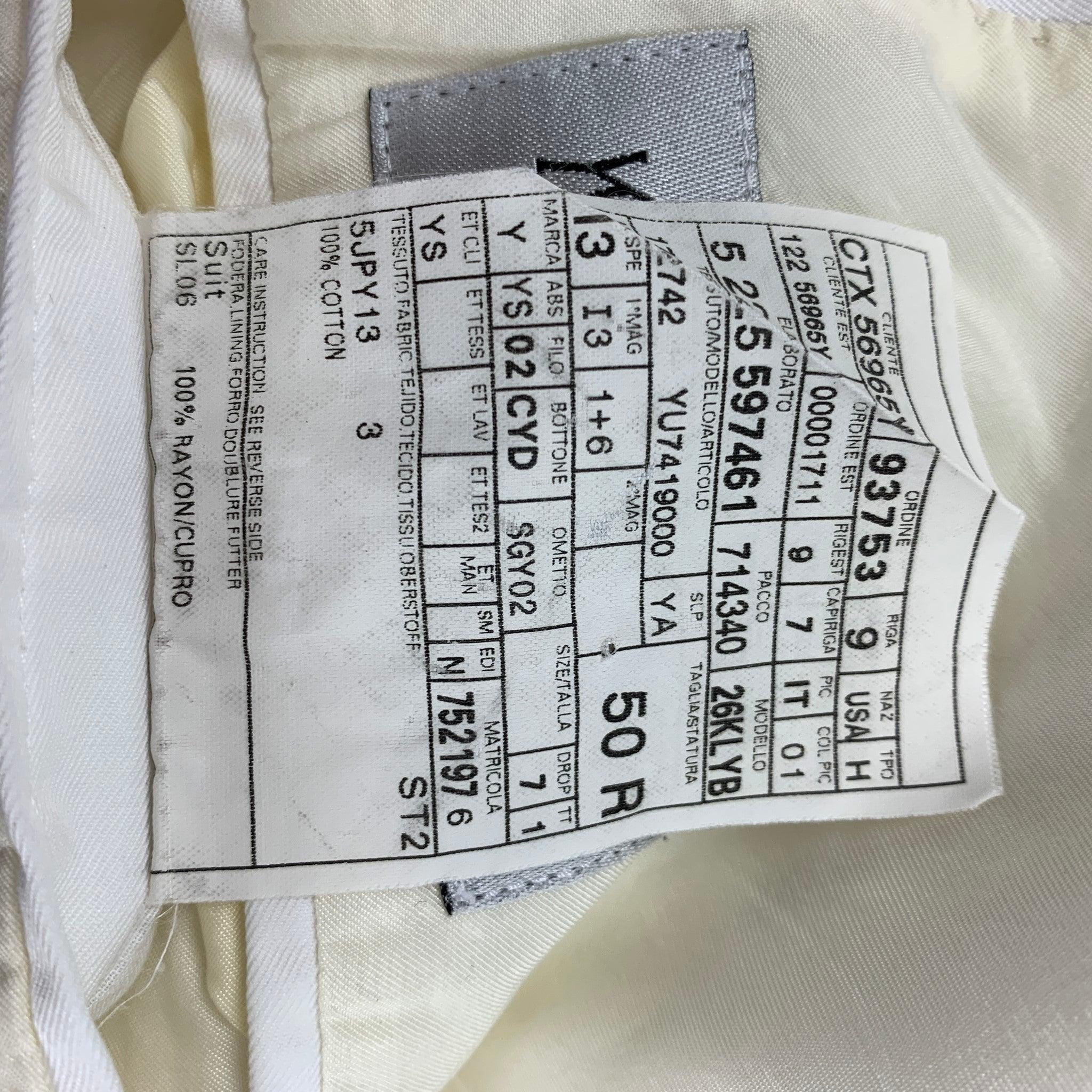 YVES SAINT LAURENT Size 40 White Cotton Peak Lapel Sport Coat For Sale 2