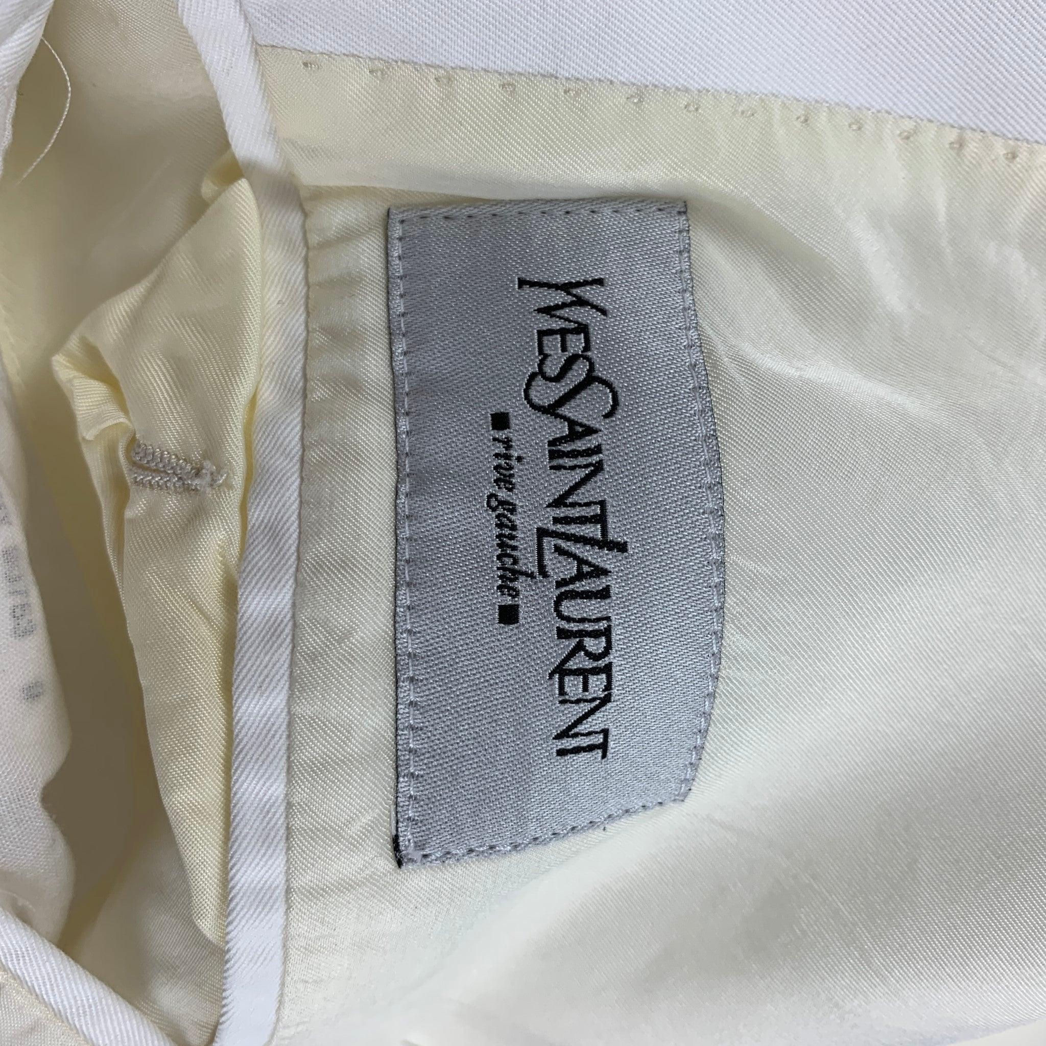 YVES SAINT LAURENT Size 40 White Cotton Peak Lapel Sport Coat For Sale 3