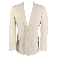 YVES SAINT LAURENT Sportmantel aus weißer Baumwolle mit Spitzenrevers, Größe 40