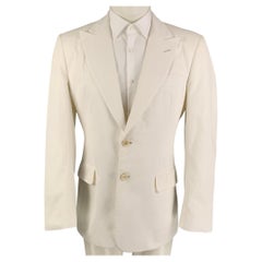 YVES SAINT LAURENT Size 40 White Cotton Peak Lapel Sport Coat