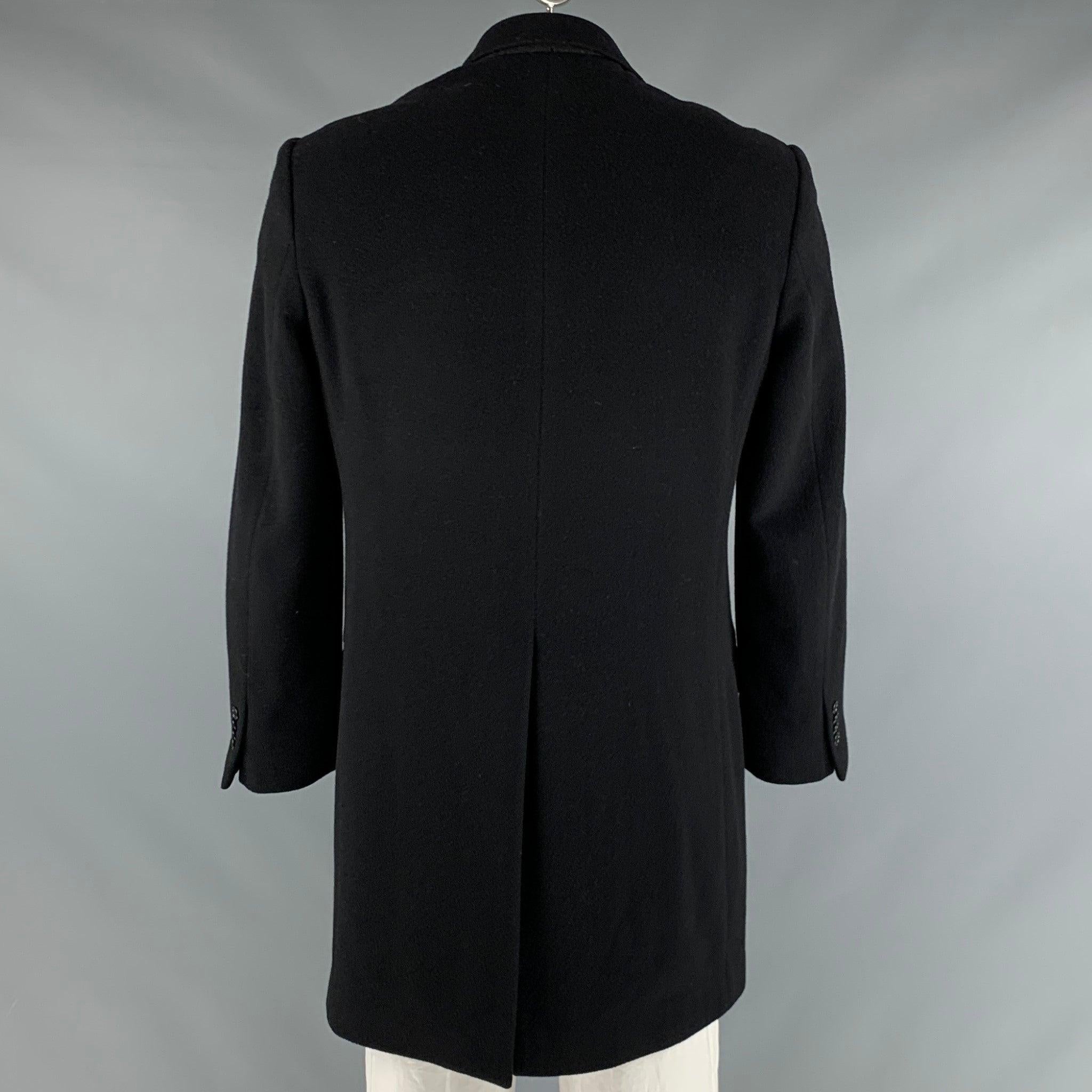 YVES SAINT LAURENT Size 42 Black Wool Blend Single Breasted Coat In Good Condition For Sale In San Francisco, CA