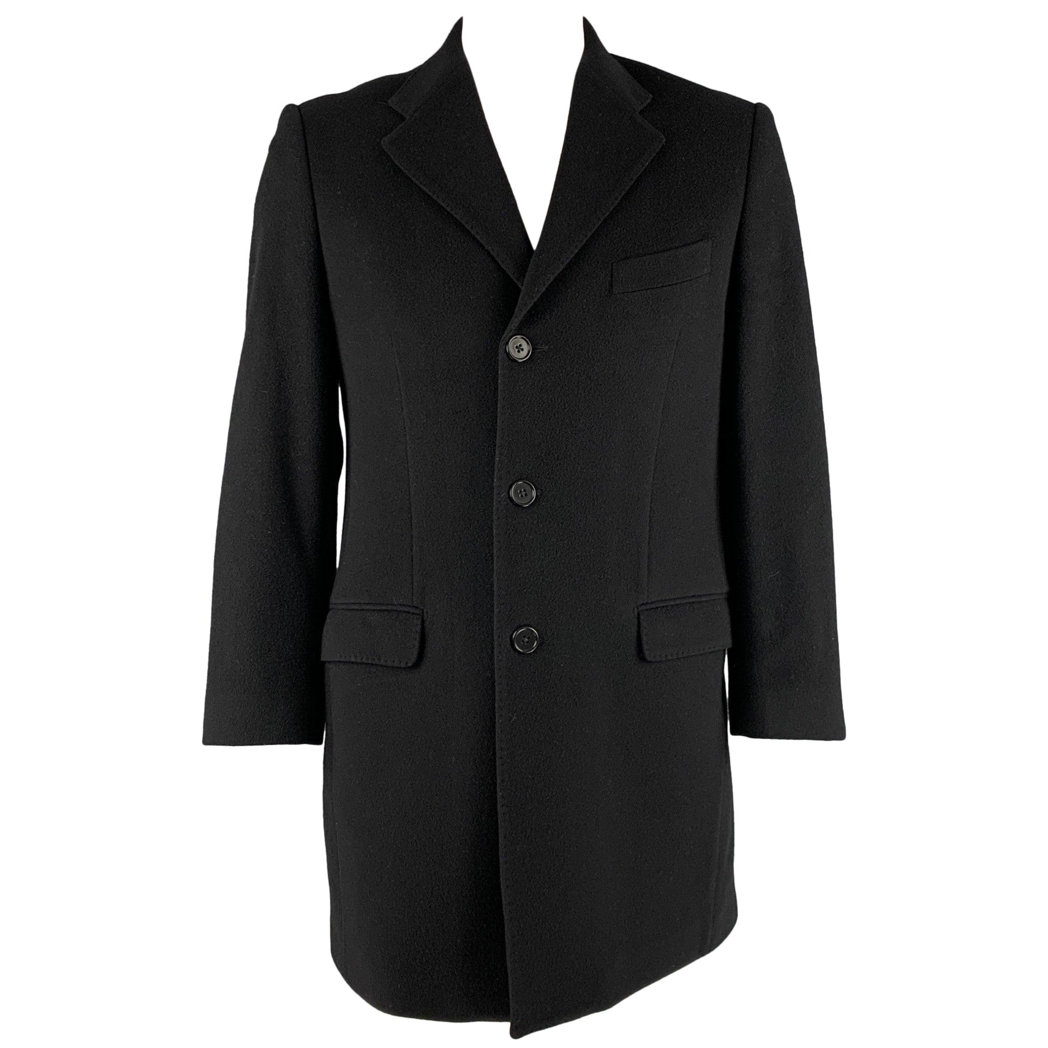Yves Saint Laurent Taglia 42 Cappotto monopetto in misto lana nero