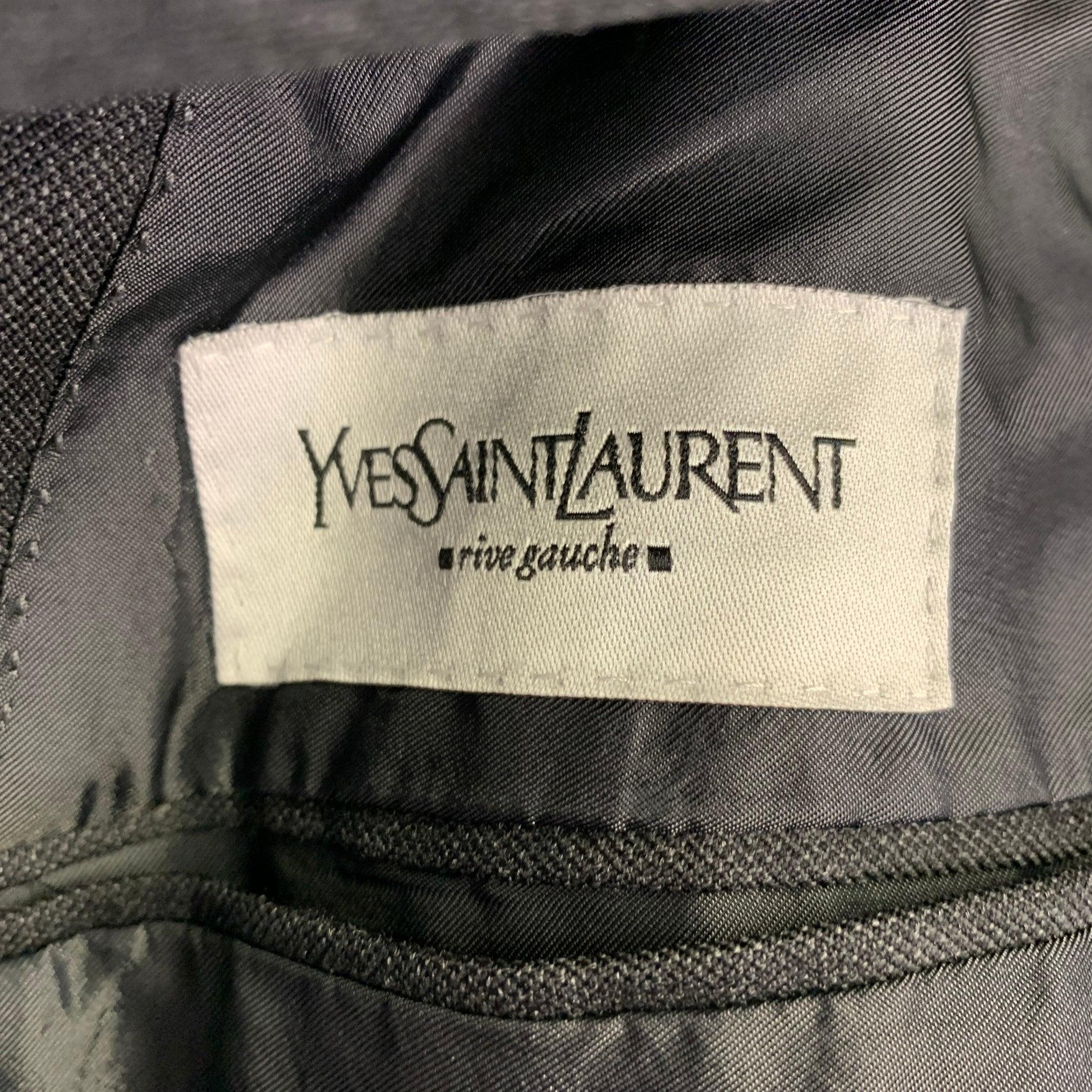 YVES SAINT LAURENT Size 42 Long Grey Charcoal Wool Notch Lapel Suit 3