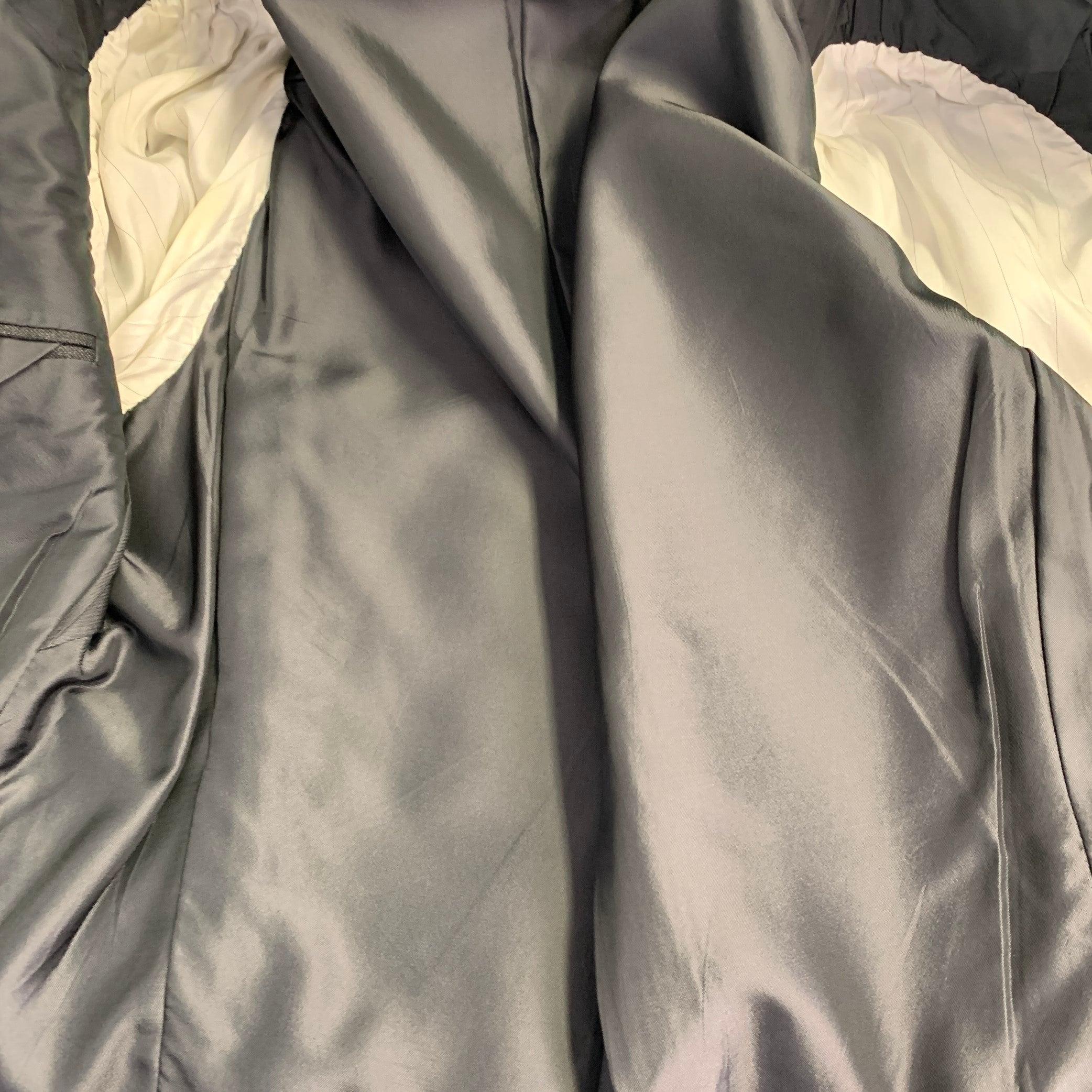 YVES SAINT LAURENT Size 42 Long Grey Charcoal Wool Notch Lapel Suit 4